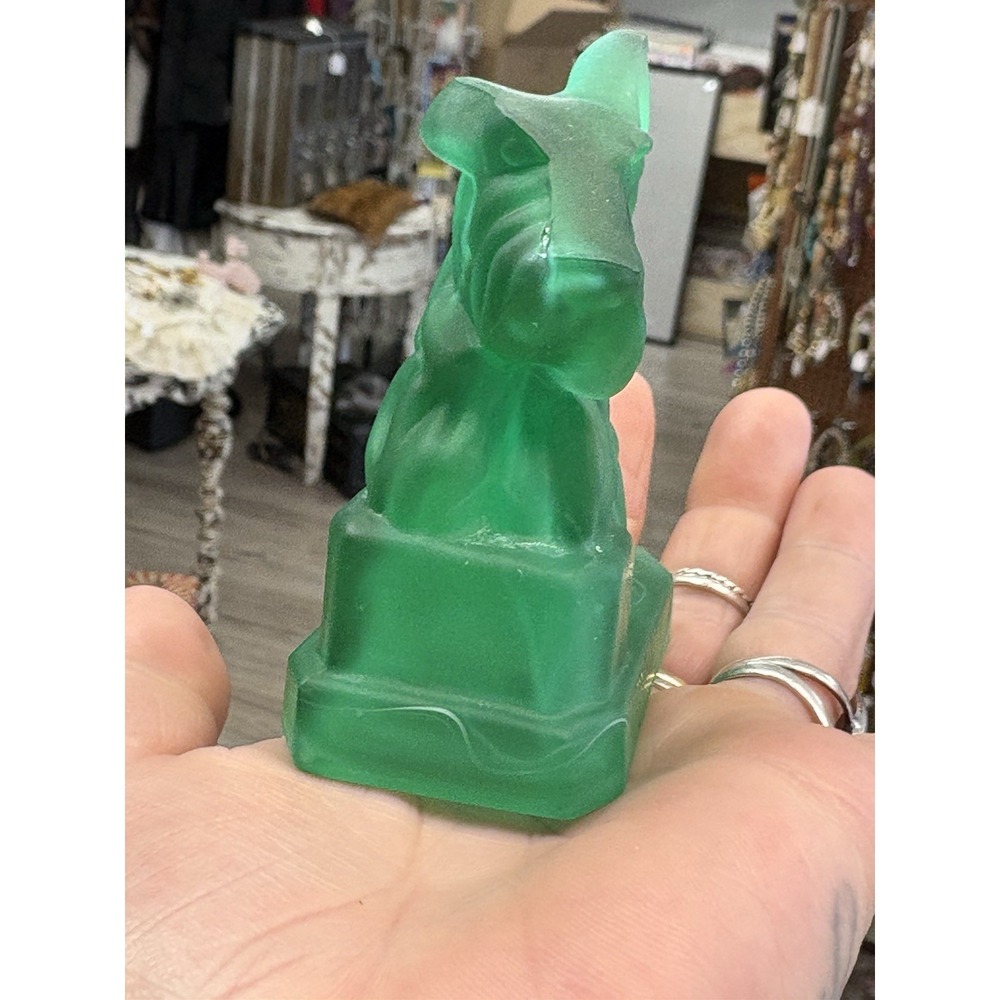 Boyd Glass Scottie JB Dog Figurine Green Frosted Satin Vintage Stamped - Picture 5 of 6